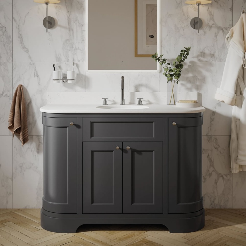 Heritage Wilton 1200mm Graphite Curved Vanity Unit & Worktop - Lifestyle